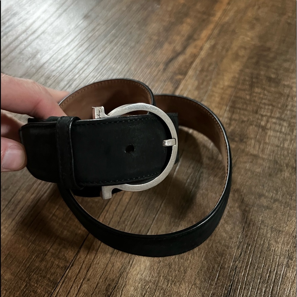 Ferragamo Black Suede Belt